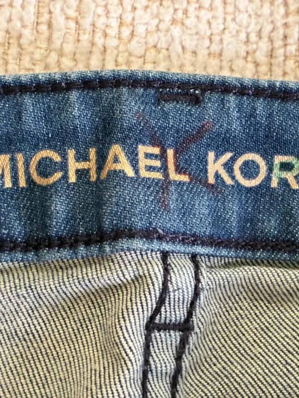 Share Michael Kors Izzy Skinny Jeans Medium Wash Crop Raw High/Low Hem Size 8
